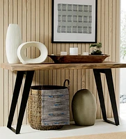 Yukon 57" Rectangular Warm Acacia Live Edge Solid Wood and Metal Console Table