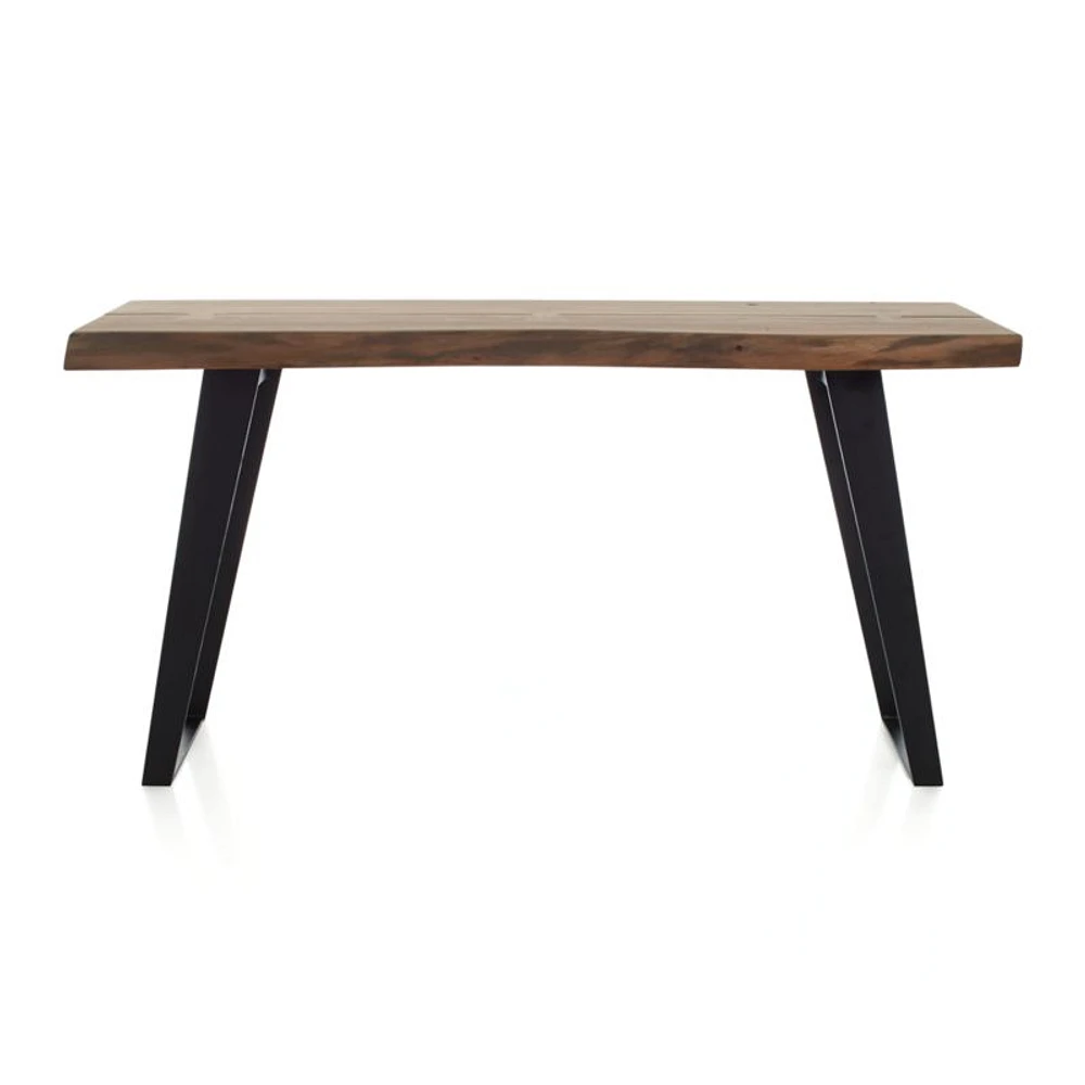 Yukon 57" Rectangular Warm Acacia Live Edge Solid Wood and Metal Console Table