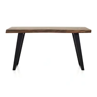 Yukon 57" Rectangular Warm Acacia Live Edge Solid Wood and Metal Console Table