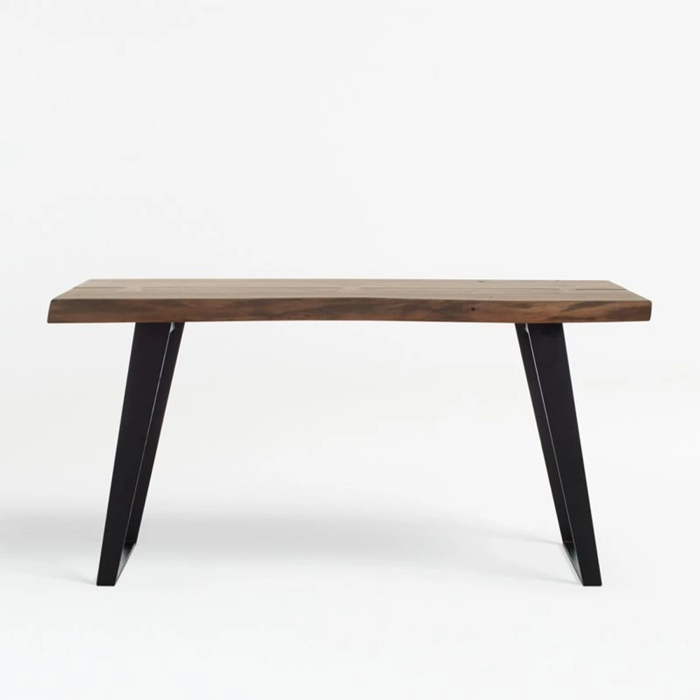 Yukon 57" Rectangular Warm Acacia Live Edge Solid Wood and Metal Console Table