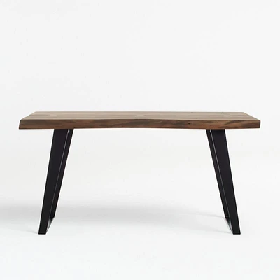 Yukon 57" Rectangular Warm Acacia Live Edge Solid Wood and Metal Console Table