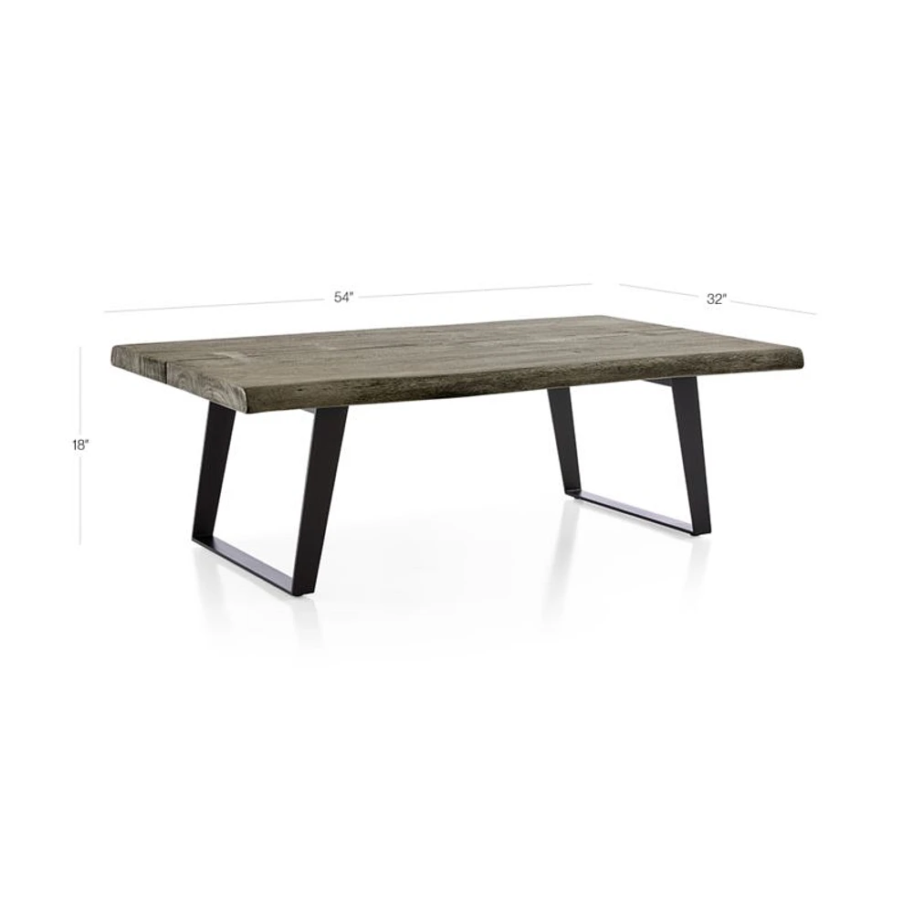 Yukon Weathered Grey Live Edge Solid Wood 54" Rectangular Coffee Table
