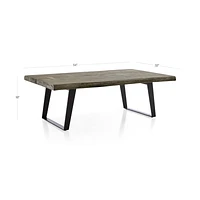 Yukon Weathered Grey Live Edge Solid Wood 54" Rectangular Coffee Table