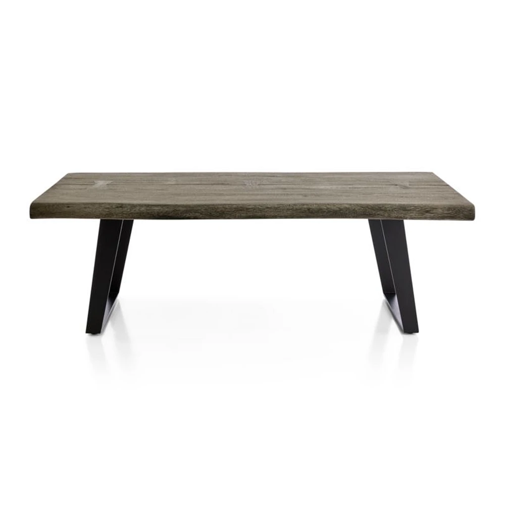 Yukon Weathered Grey Live Edge Solid Wood 54" Rectangular Coffee Table