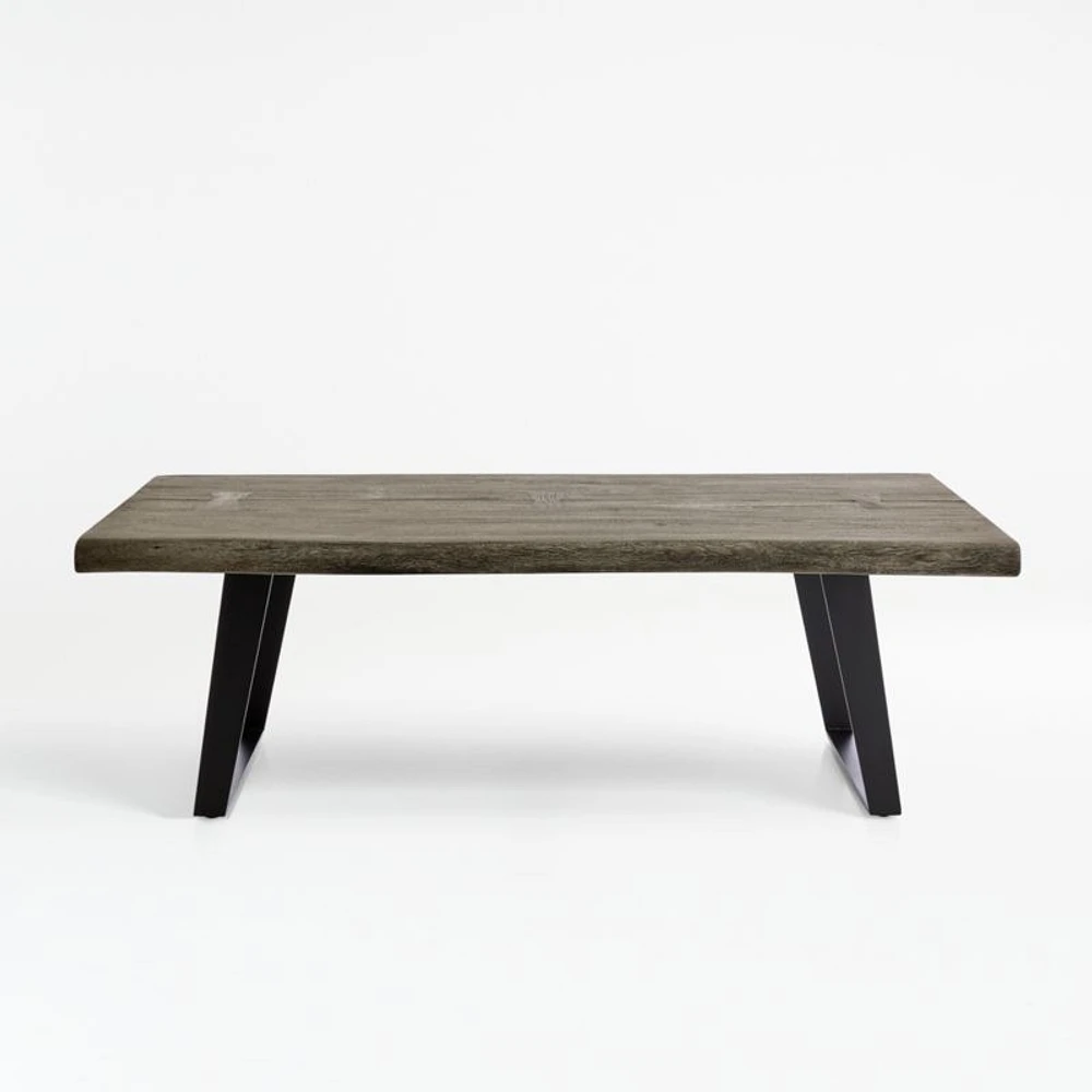 Yukon Weathered Grey Live Edge Solid Wood 54" Rectangular Coffee Table
