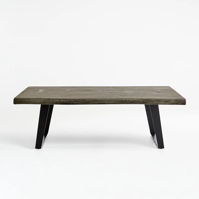 Yukon Weathered Grey Live Edge Solid Wood 54" Rectangular Coffee Table