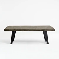 Yukon Weathered Grey Live Edge Solid Wood 54" Rectangular Coffee Table