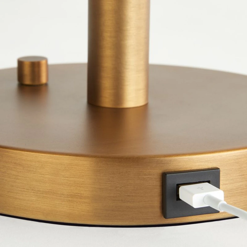 Zain Brass Table Lamps with USB Ports, Set of 2