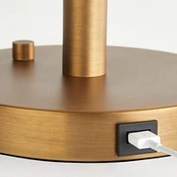 Zain Brass Table Lamps with USB Ports, Set of 2