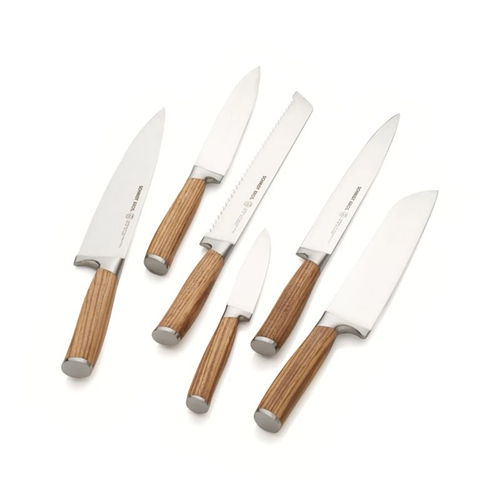 Schmidt Brothers ® 7-Piece Zebra Wood Knife Block Set