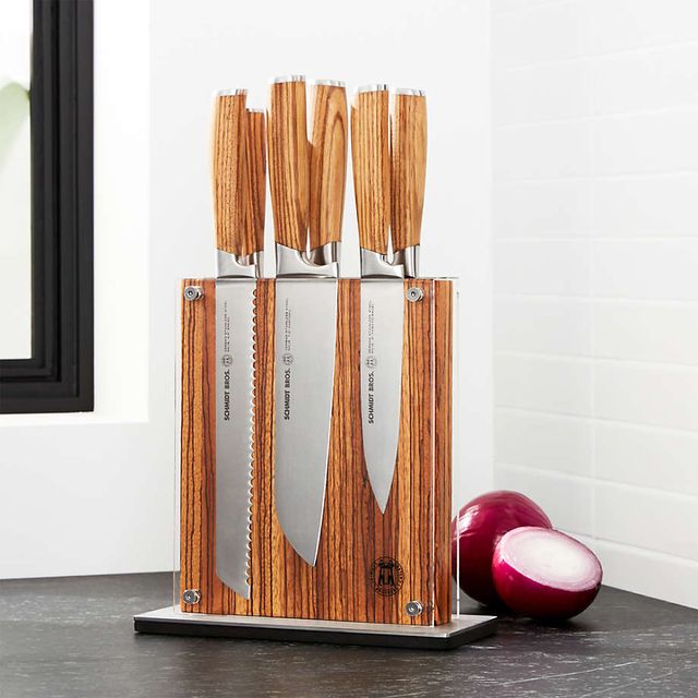 Schmidt Brothers ® 7-Piece Zebra Wood Knife Block Set