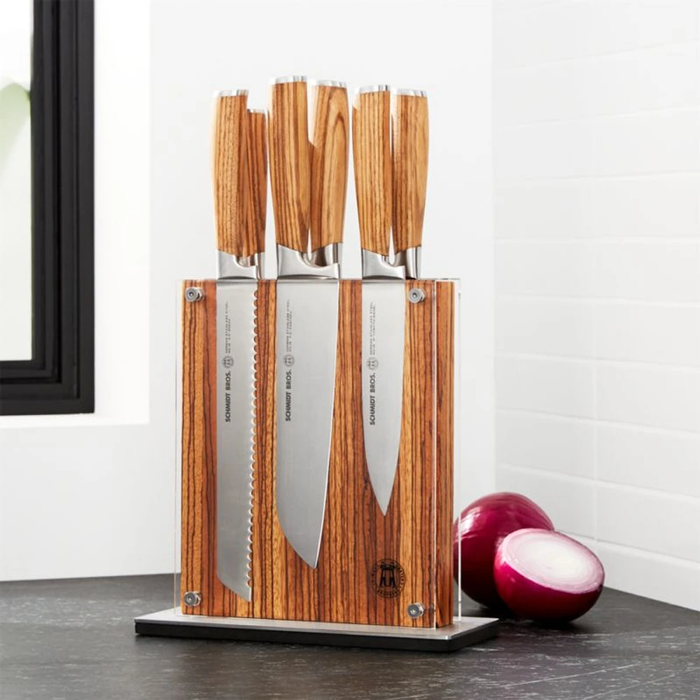 Schmidt Brothers ® 7-Piece Zebra Wood Knife Block Set