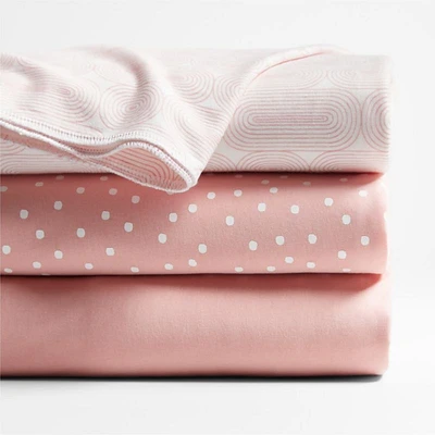 Zen Pink Organic Baby Swaddle Blankets, Set of 3