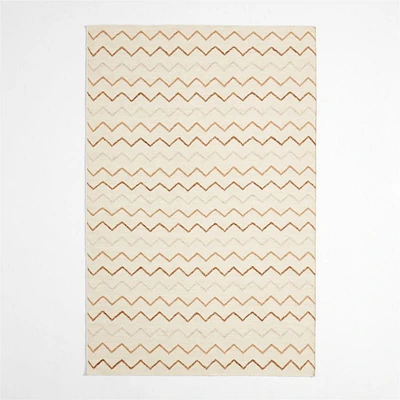 Ziggy Flatweave Wool and Cotton Neutral Kids Area Rug 5'x8'