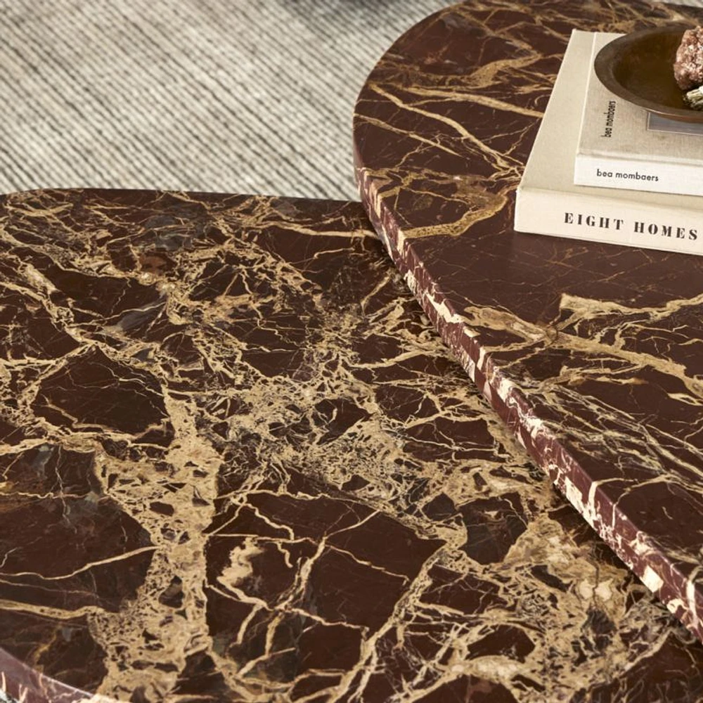 Zion Merlot Marble Nesting Coffee Tables