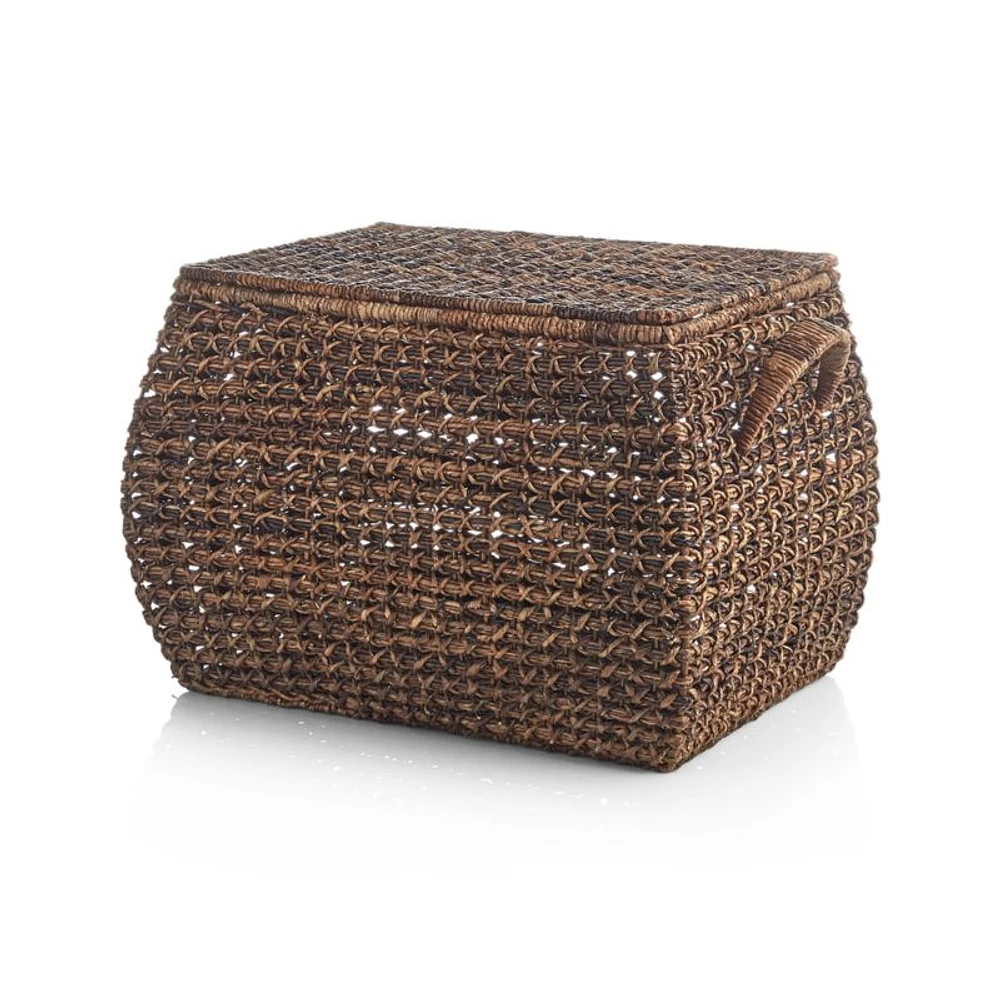 Zuzu Large Rectangular Handwoven Basket with Lid
