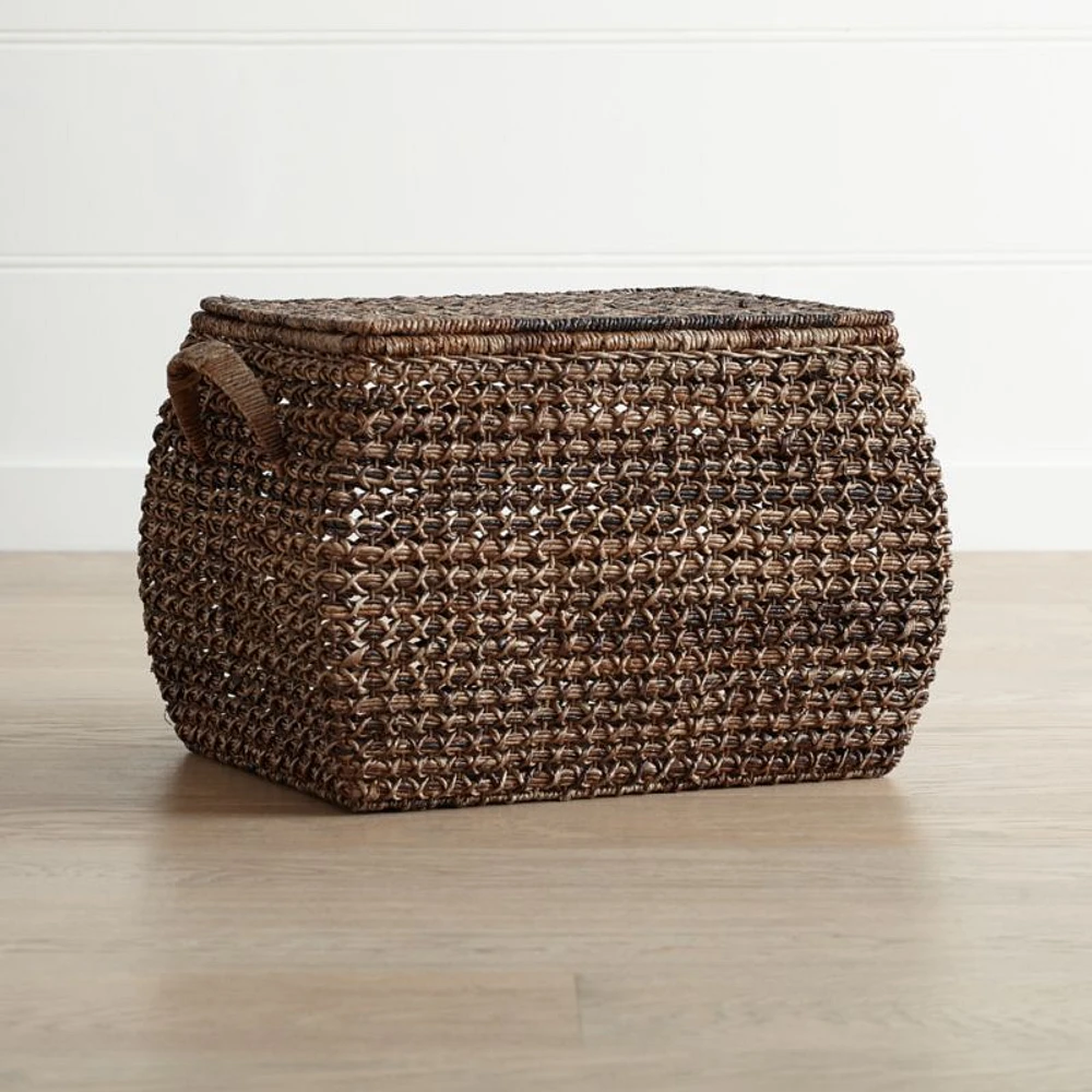 Zuzu Large Rectangular Handwoven Basket with Lid