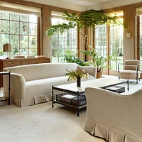Estate Travertine and Metal 64" Rectangular Coffee Table with Shelf by Jake Arnold