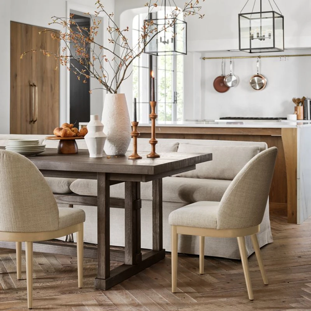 Eastham 90"-118" Brushed Charcoal Oak Wood Extendable Dining Table