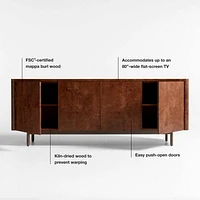 Mota 80" Dark Burl Wood Storage Media Console