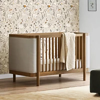 Redondo Upholstered Wood Baby Crib with Toddler Bed Rail