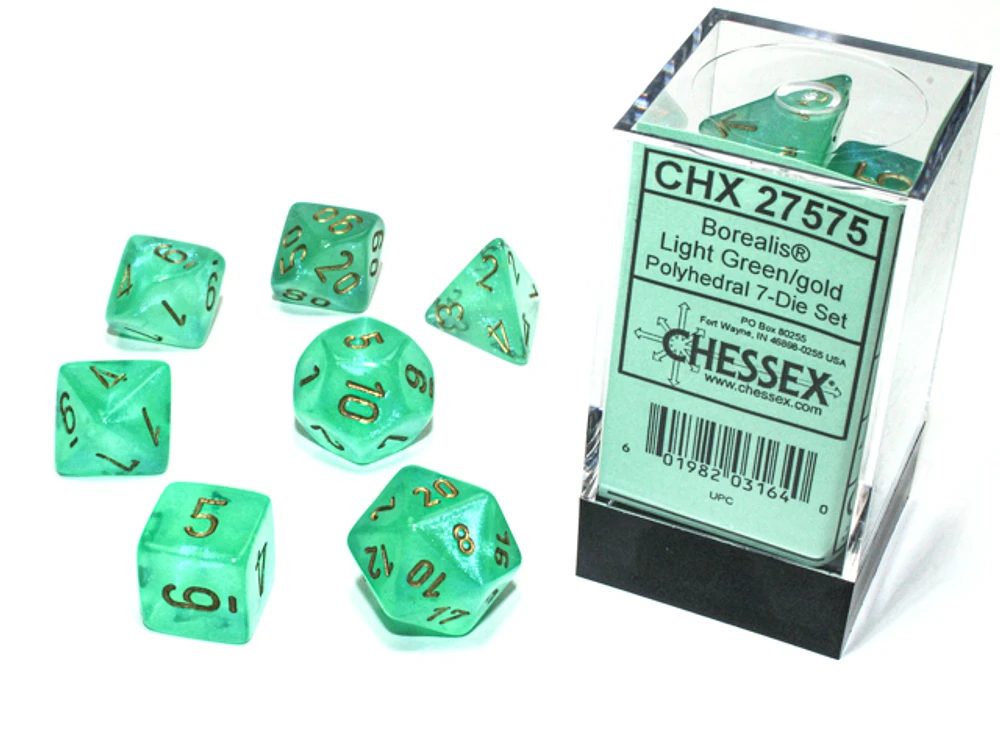 Borealis® Polyhedral Light Green/gold Luminary™ 7-Die Set CHX 27575