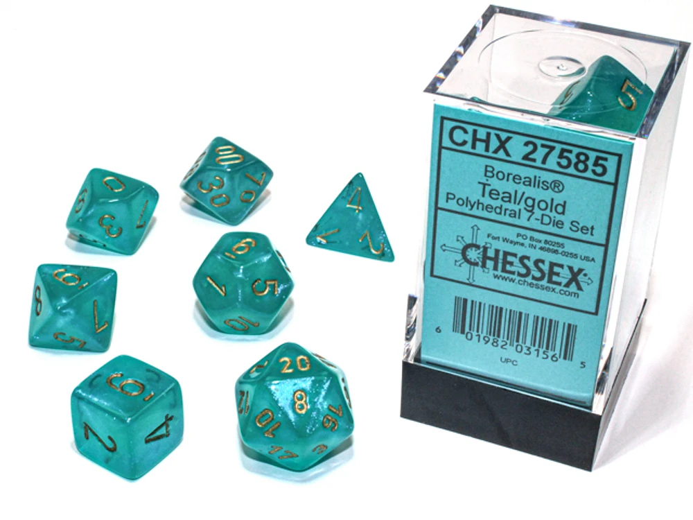 Borealis® Polyhedral Teal/gold Luminary™ 7-Die Set CHX 27585