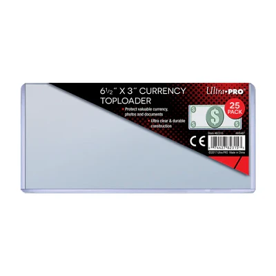 Regular Currency Toploaders (25ct) for 6-1/2" x 3" Bills
