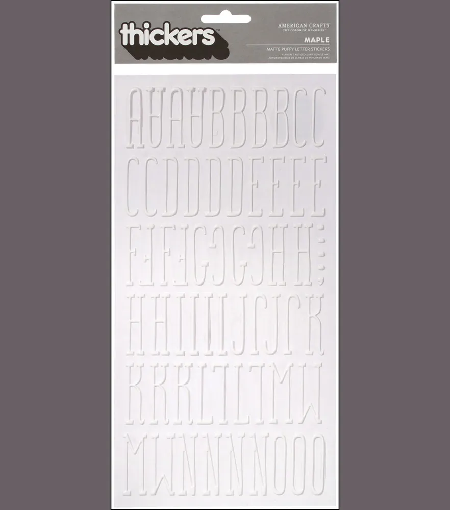 Joann Fabrics Thickers Puffy Vinyl Stickers 6X11 Sheet Maple & White
