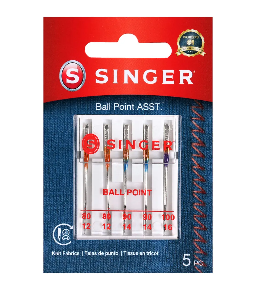 SINGER Universal Ball Point Machine Needles Assorted Sizes 5ct