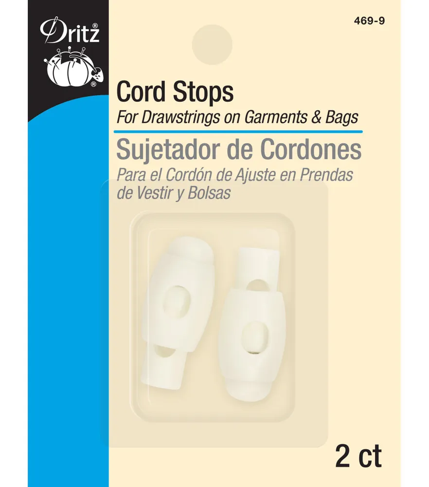 Joann Fabrics Dritz Cord Locks & Stops, White, 2 pc