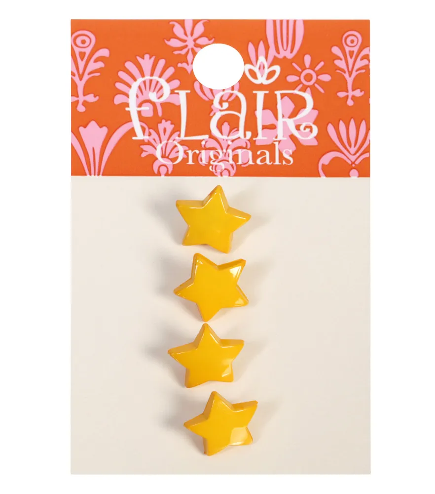 Joann Fabrics Flair Originals 4 pk 9/16in Star Buttons - Yellow