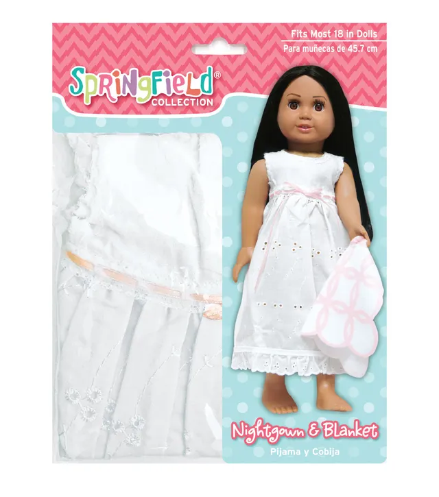 Joann Fabrics Springfield Boutique Nightie Outfit White Nightie with Pink  and White Blanket