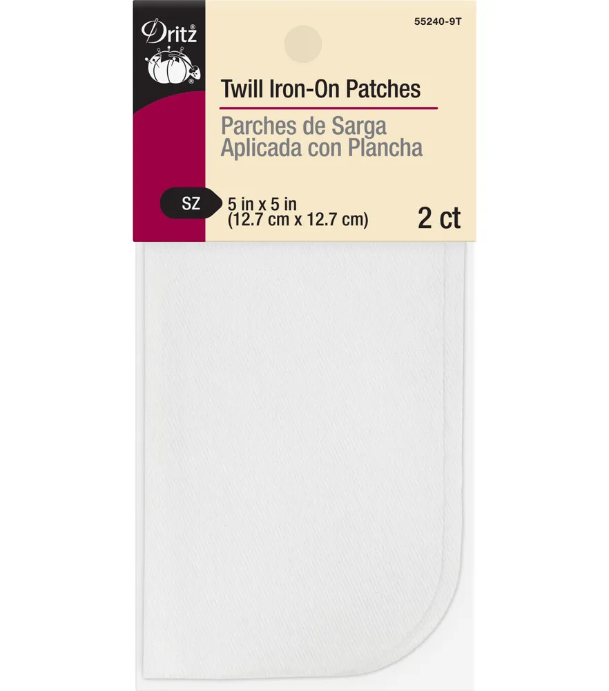 Joann Fabrics Dritz Twill Iron-On Patches, White, 2 pc