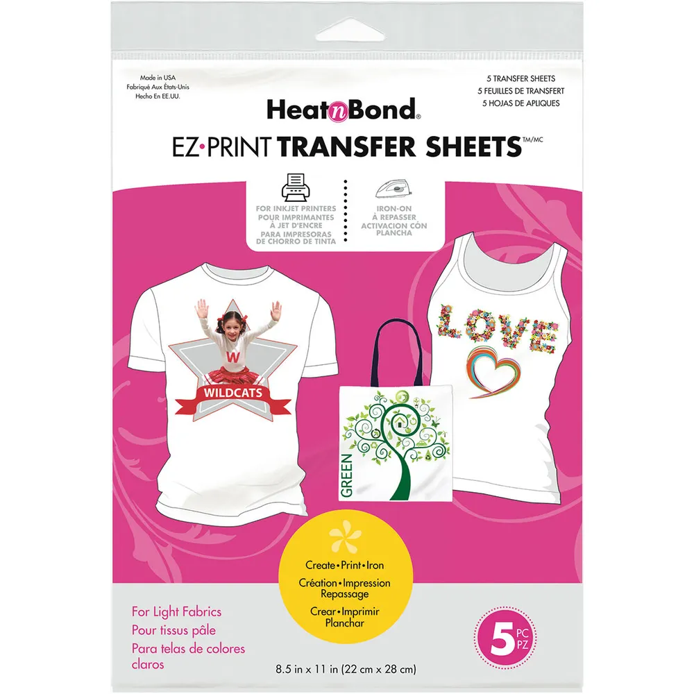 Joann Fabrics HeatnBond EZ Print Transfer Sheet 8.5X11 5 Pkg
