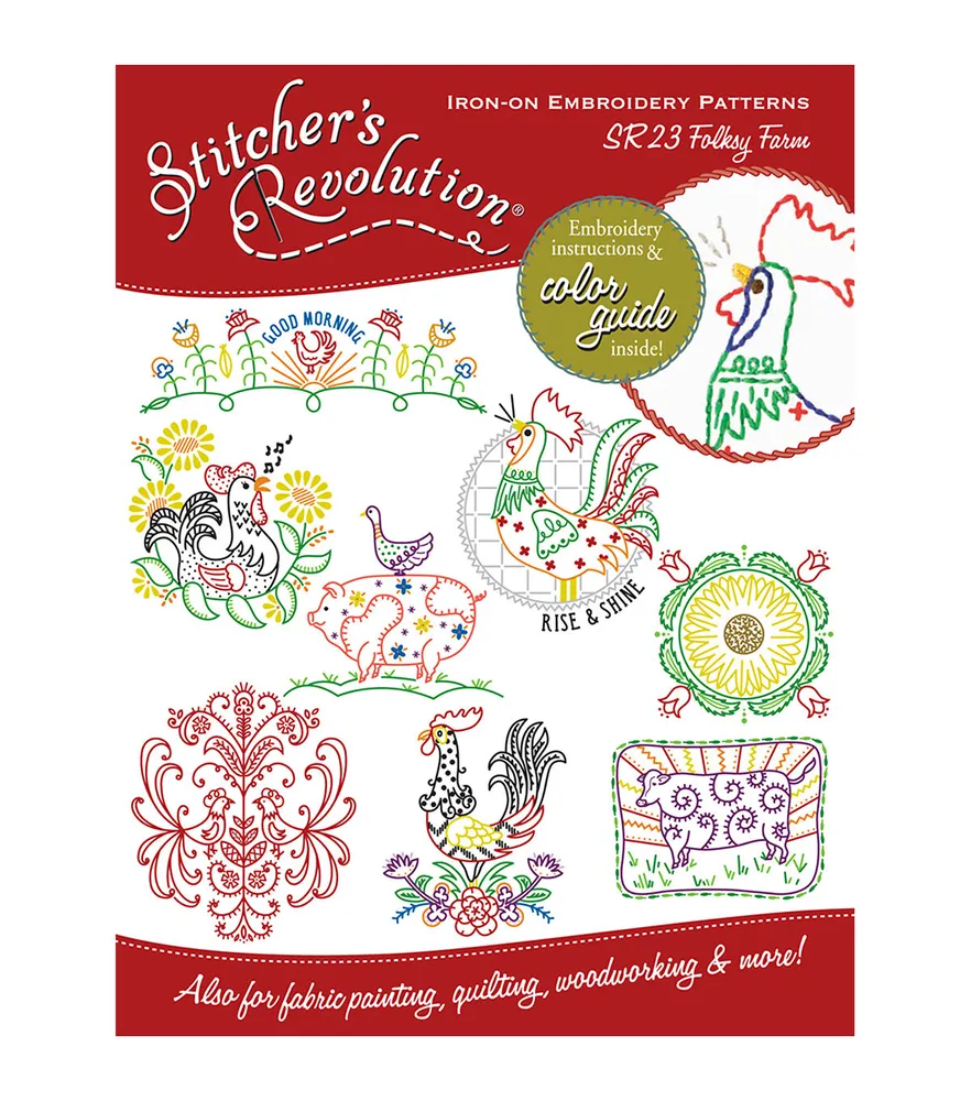 Stitcher's Revolution Folksy Farm Iron-On Embroidery Patterns SR23