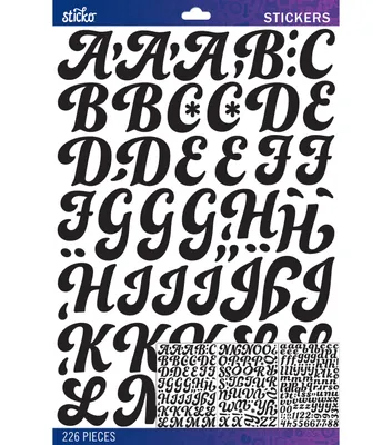 Sticko Alphabet Stickers-Black Varsity Large 