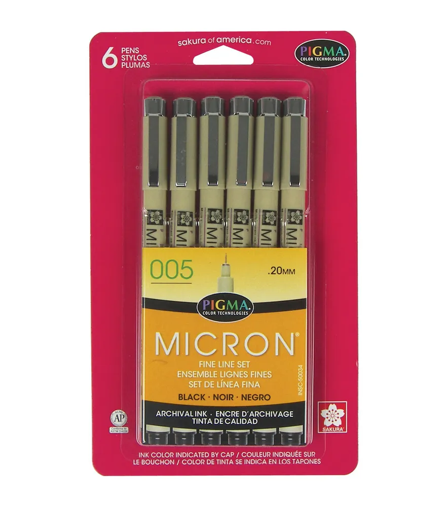 Joann Fabrics Pigma Micron Pens 005 .2mm 6 Pkg Black