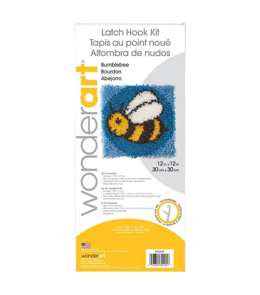 Joann Fabrics Wonderart Latch Hook Kit 12X12 Bumblebee