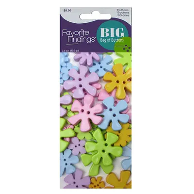 Favorite Findings Big Bag of Buttons Pastel Flowers