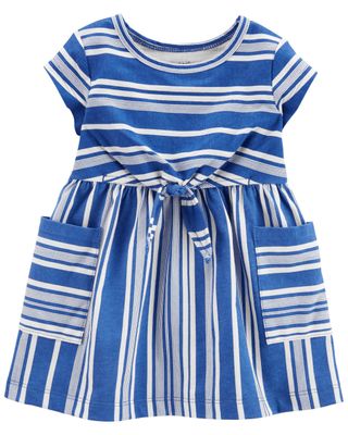 Baby Blue Striped 100% Cotton Dress | carters.com