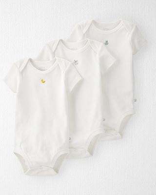 Baby Light Cream 3-Pack Organic Cotton Rib Bodysuits | carters.com