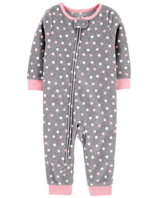 Baby Gris Pyjama 1 pièce en molleton à pois et sans pieds | carters.com