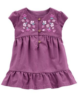 Baby Purple Floral Embroidered Dress | carters.com