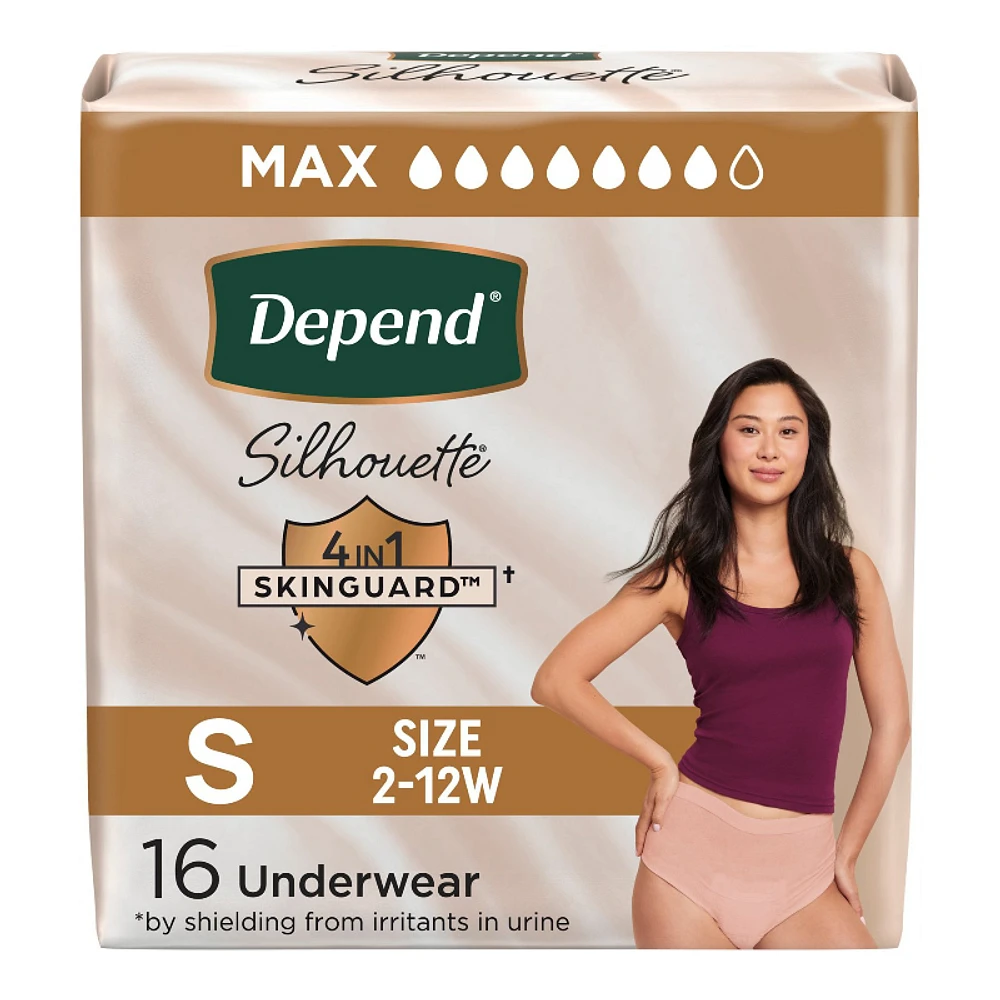 Depend Silhouette Incontinence Pants for Women - Maximum - Small - Black, Pink, Berry - 16's