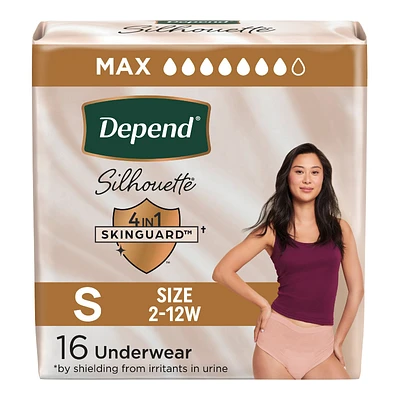 Depend Silhouette Incontinence Pants for Women - Maximum - Small - Black, Pink, Berry - 16's