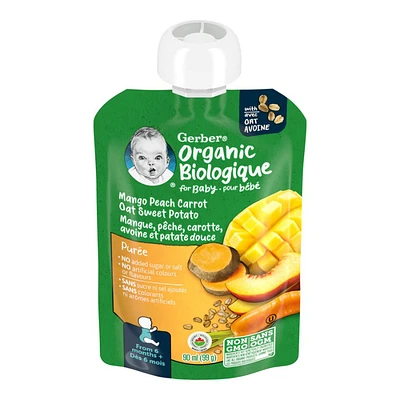 Gerber Organic Puree - Mango Peach Carrot Sweet Potato - 90ml