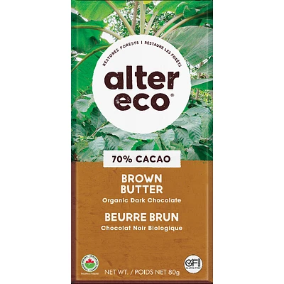 Alter Eco Deep Dark Salted Organic Chocolate -70% Cacao - Brown Butter - 80g