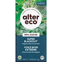Alter Eco Dark Organic Chocolate - 90% Cacao - Super Blackout - 75g