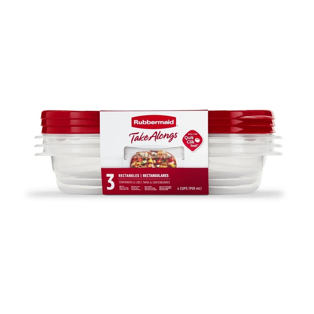 Rubbermaid TakeAlongs - Large Rectangle - 3 x 887ml